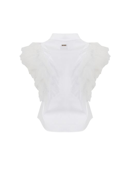 Camicia in popeline con maniche tulle NO SECRETS | 261NS119COCCO